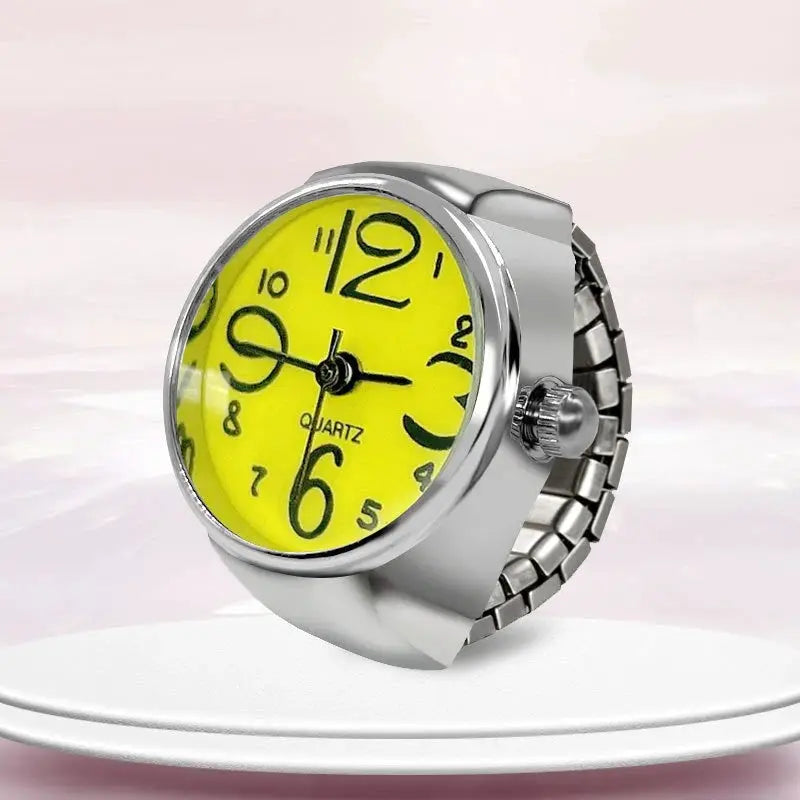 Unisex Ring Watch With Circular Dial Alloy Shell Timepiece For Men And Women Fashion Accessory