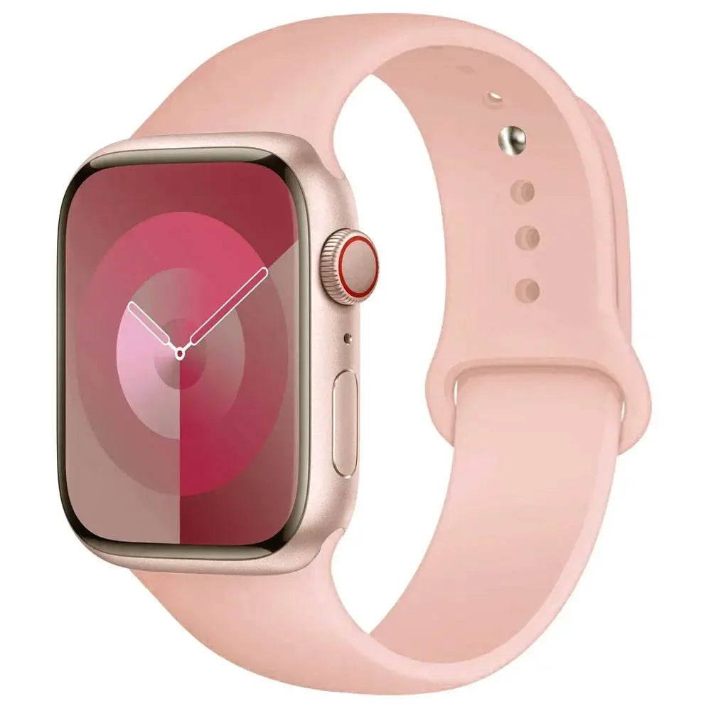 Simples Market silicone Apple Watch strap, pink sport band for 38–49mm models (Series 3–9, Ultra 2)
