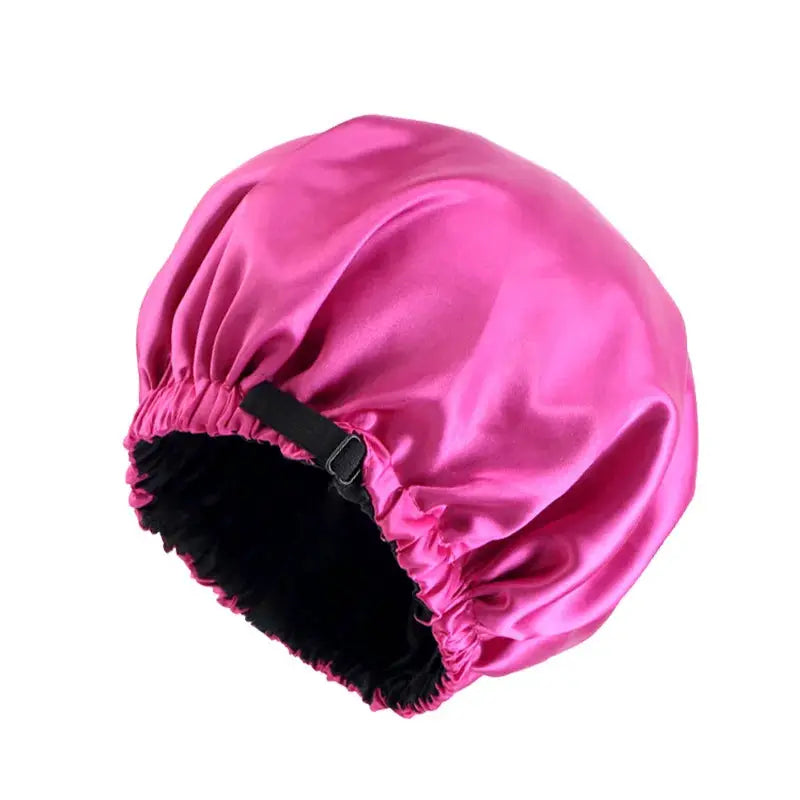 SilkNest Satin Sleep Bonnet Adjustable Double Layer Large Satin Lining For All Night Curly Hair Protection