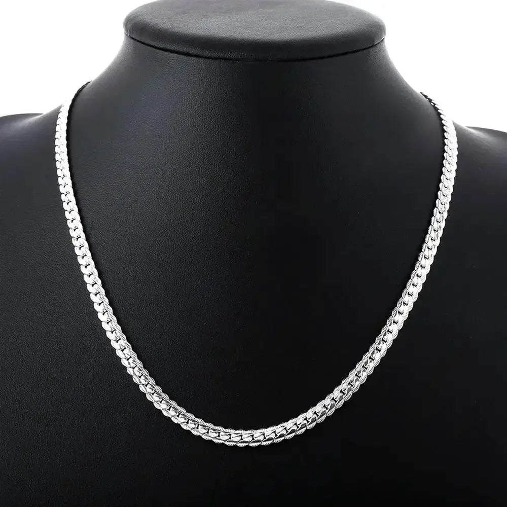 Fine Top Brand Silver 6mm Chain Necklace Unisex 16 To 24 Inch Jewelry Gift For Women Men Everyday Wear