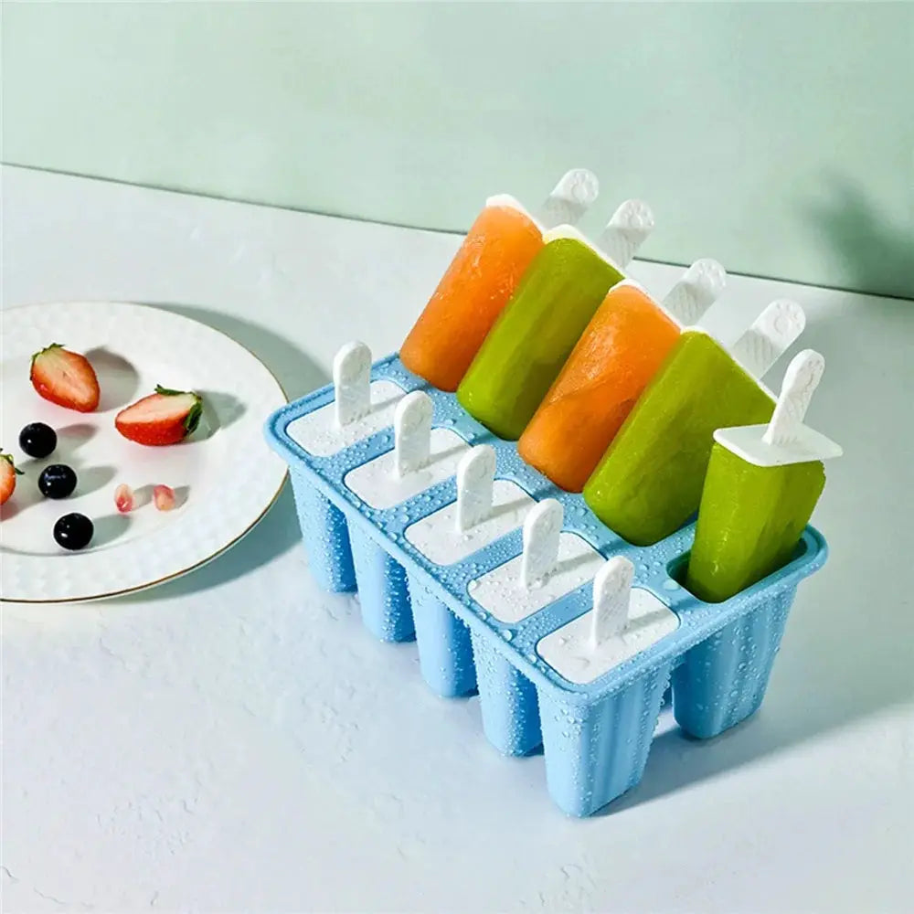 10 Piece Silicone Popsicle Molds BPA Free Easy Release Nonstick Ice Pops Food Grade Durable