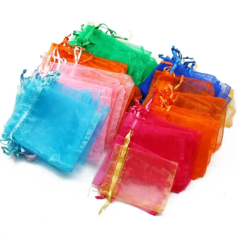 Multicolor Organza Jewelry Packaging Bags 50 Pcs Lot 7x9cm 11x16cm 15x20cm Drawstring Pouches Wedding Gifts Wholesale