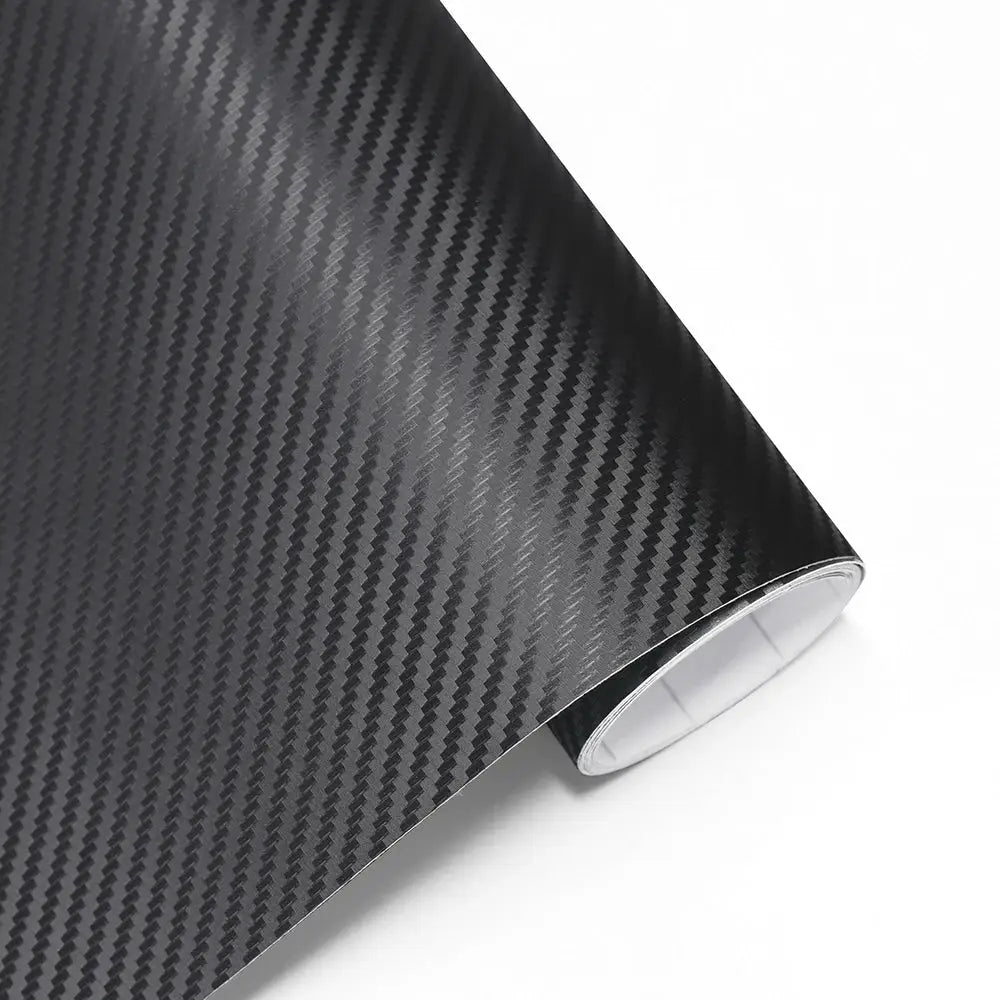 3D carbon fiber black vinyl wrap roll for cars and motorcycles, adhesive PVC film