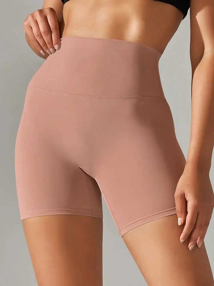 Women’s rose pink high-waist squat-proof sports shorts