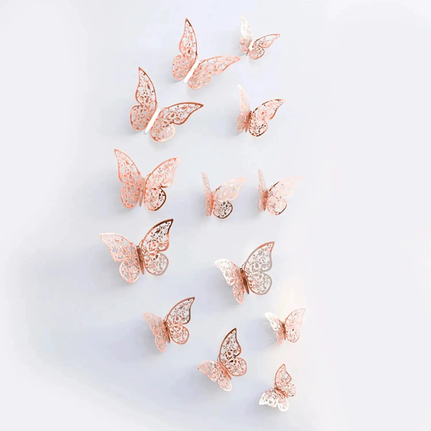 Butterfly decorations, 12pcs rose-gold hollow 3D paper, by Simples Market