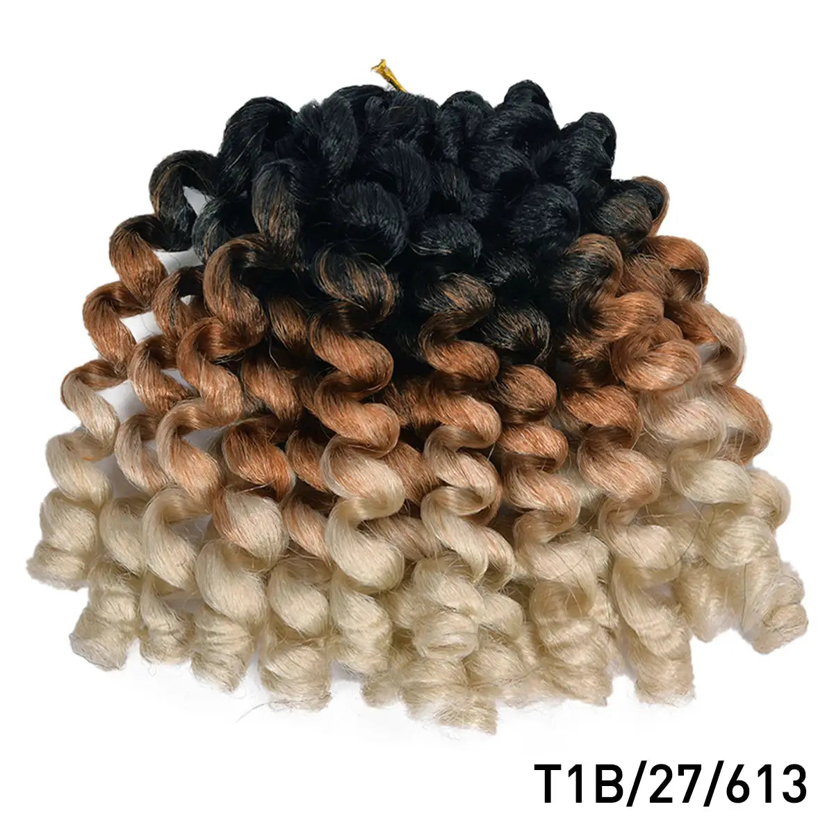 Simples Market synthetic ombre crochet braiding hair with jumpy wand curls, black-to-blonde gradient, color T1B/27/613