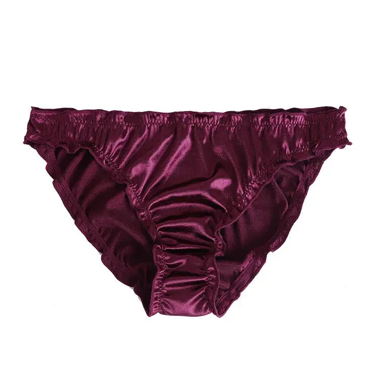 Women's satin low-rise panties in burgundy by Simples Market