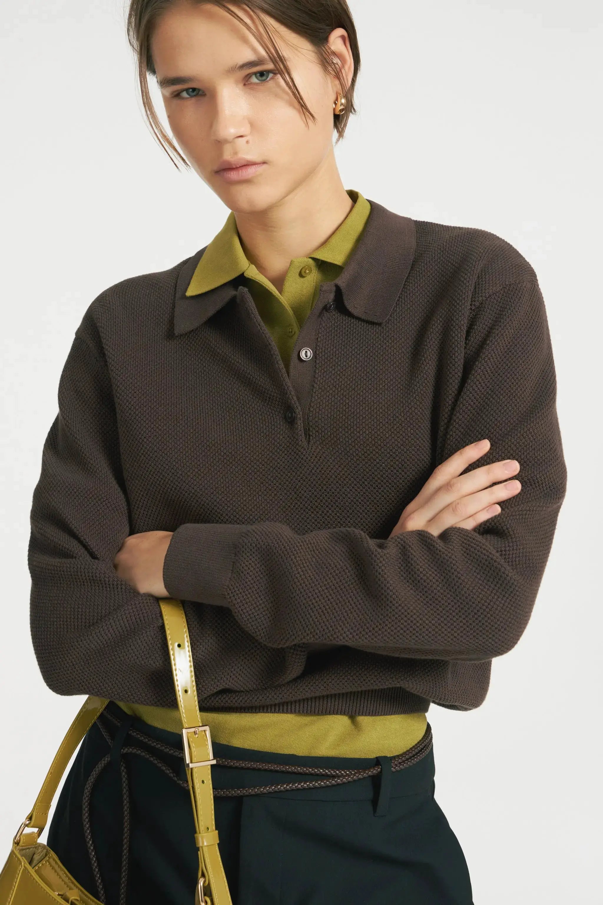Hirsionsan Winter Women Knitted Set Polo Neck Sweater Wide Leg Pants