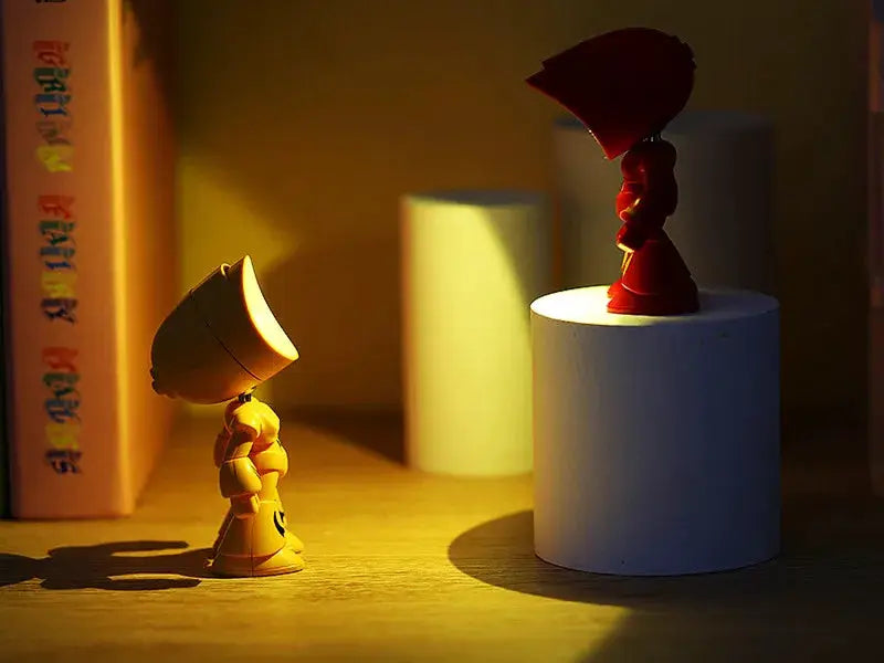 Mini Night Light LED Cartoon Hero Police desk lamp; two yellow and red plastic figures by Simples Market