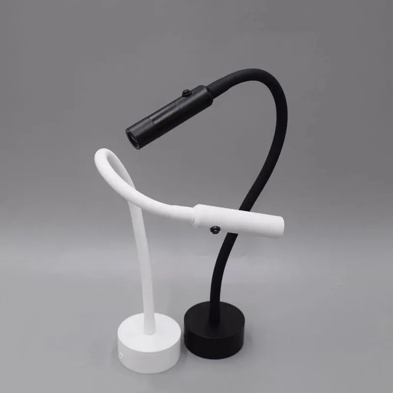 LED flexible hose wall lamp, two-color black and white set, gooseneck mini spotlight with switch