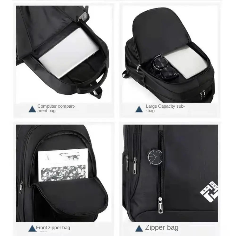 Backpack for Men by Simples Market; waterproof black bag with laptop compartment and multiple zipped pockets