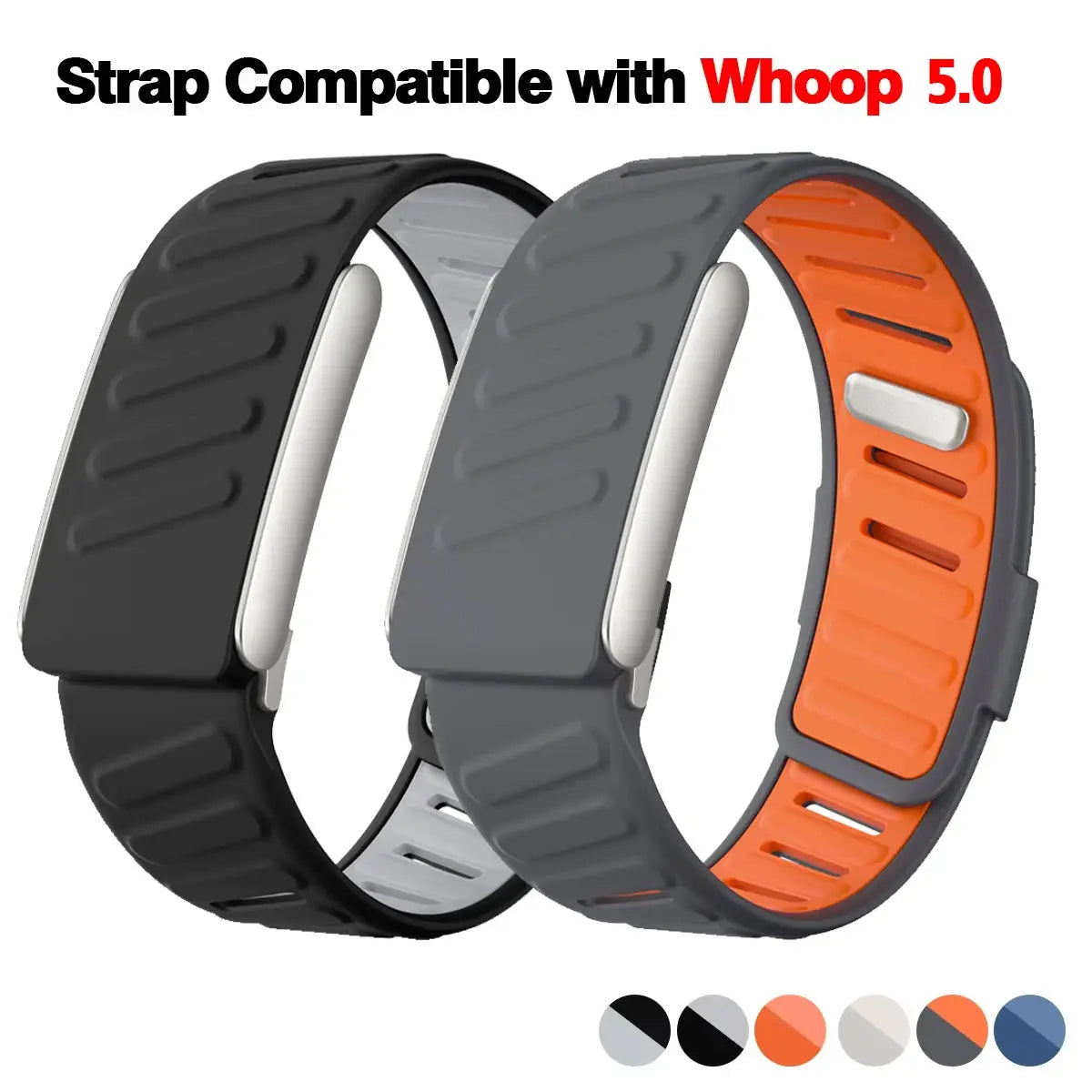 Whoop 5.0 SportFlex Wrist Band Soft Touch Silicone Waterproof Sweatproof Adjustable Strap for Fitness Trackers