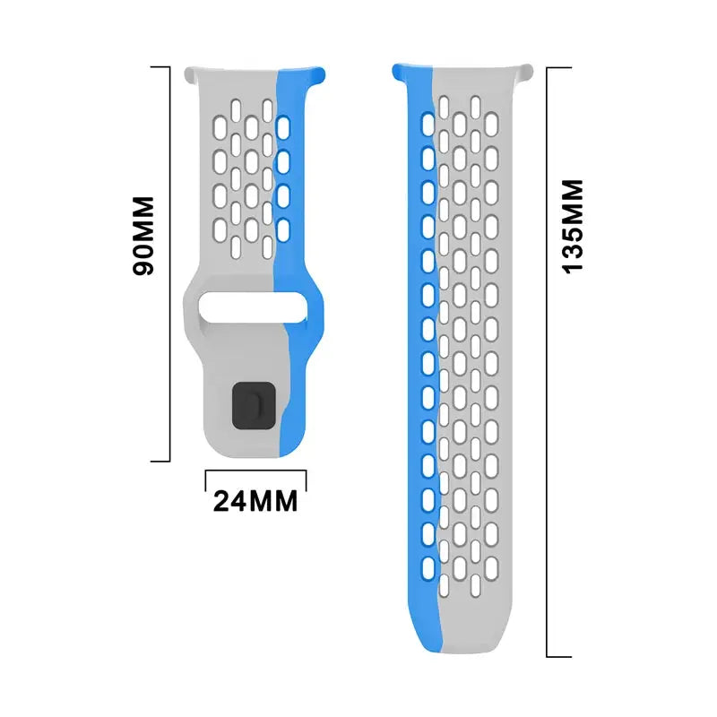Marine Band silicone watch straps for Samsung Galaxy Watch Ultra2 47mm, blue and gray perforated sport bands, set of 2