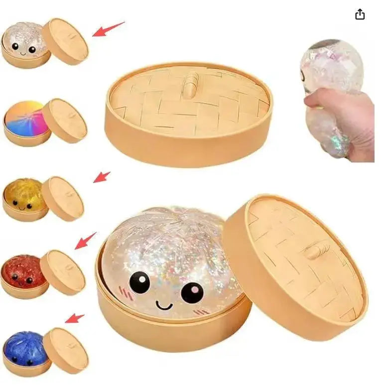 Glitter Dumpling Squishy With Box Sensory Squeeze Toy For Stress Relief Calming Fidget