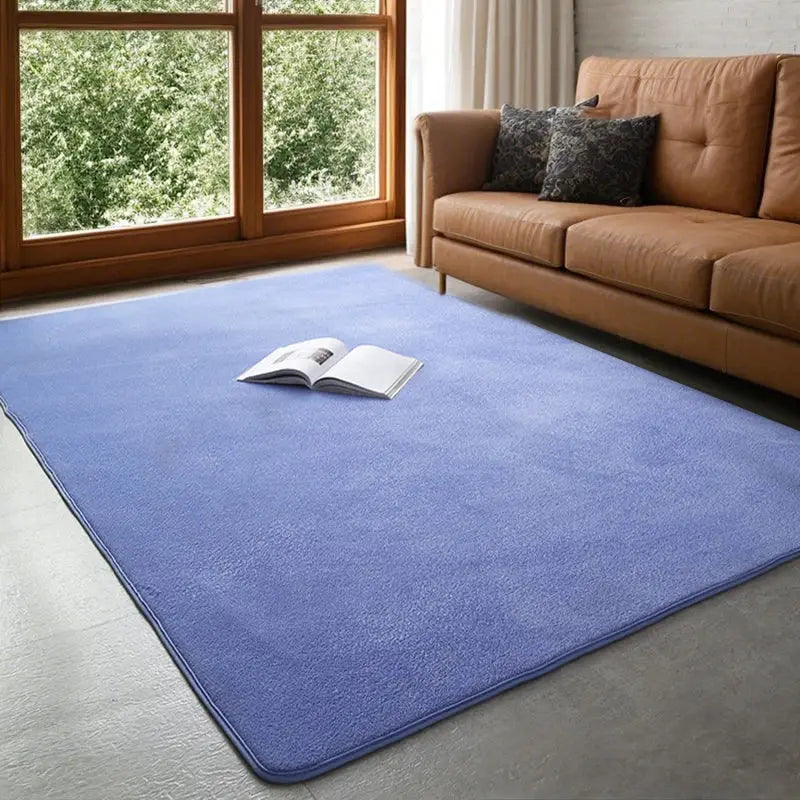 VIKAMA blue coral-velvet carpet, soft non-slip large area rug for living room and kids' play mat