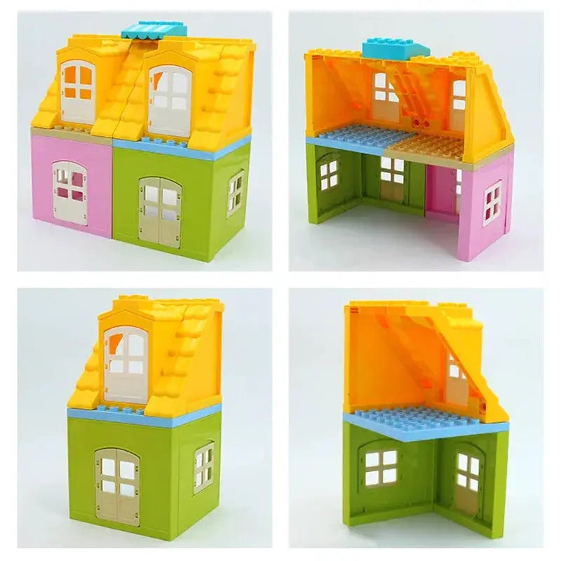 Big Building Blocks Houses Kit With Doors Windows Walls And Roof Compatible With Large Bricks Boys And Girls Toy Gifts