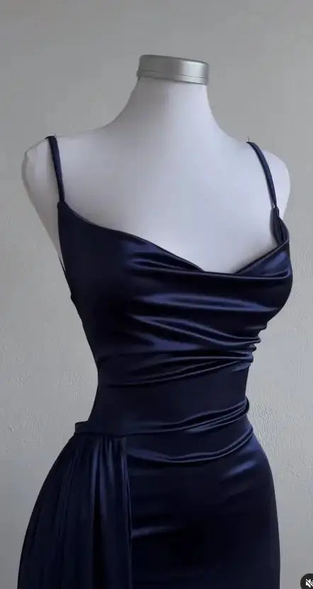 SpiceWave Y2K Spaghetti Strap Ankle Dress Slim Fit Stretch Knit With Asymmetrical Design For Elevation