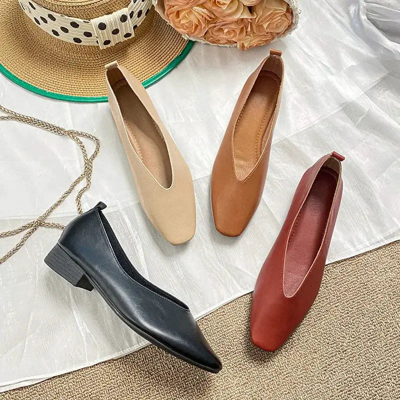 LuxeStep Women Green Mary Jane Flats Breathable Microfiber Upper Classic Square Toe Retro Style Low Heel Comfort