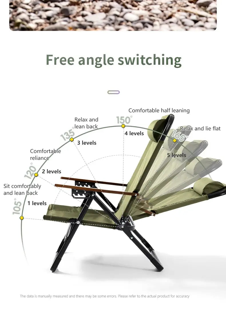 BISINNA camping folding chair olive green with detachable pillow and adjustable armrests by Simples Market