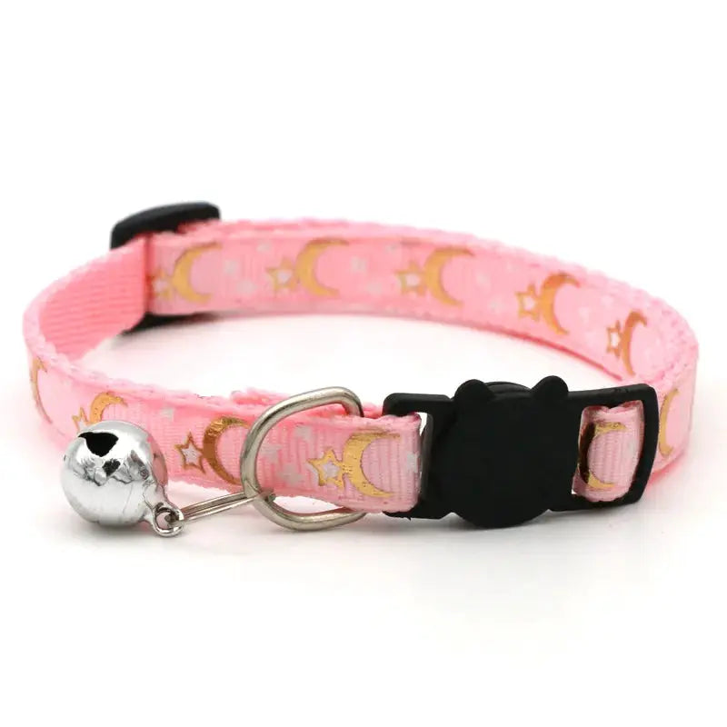 Cartoon Star Moon Cat Collar With Bell Adjustable Breakaway Safety Necklace For Cats And Small Dogs