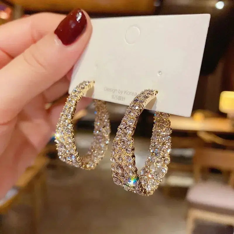 2022 New Trend Simulation Pearl Long Earrings With Flower Rhinestone Pendant For Women Wedding Korean Jewelry