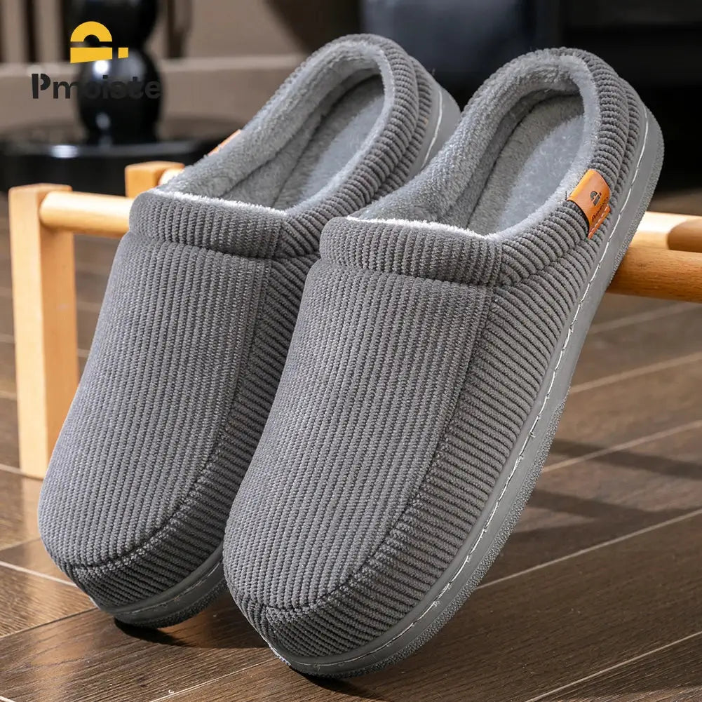 CozyStride Mens Corduroy Slippers With Memory Foam Insole And Non Slip TPR Sole For All Day Comfort