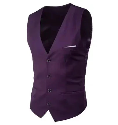 Men's purple waistcoat vest by Simples Market with five buttons and chest pocket.