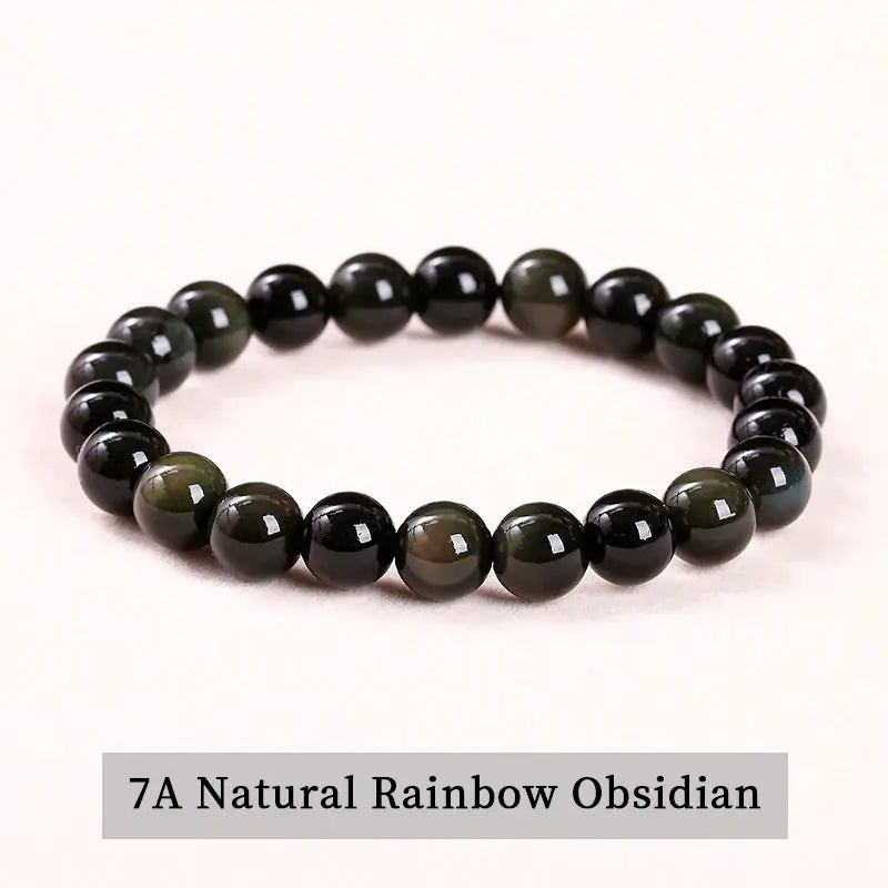 JD Natural Stone Beads Bracelet Amethyst Tiger Eye Crystal Quartz Agate Unisex Bangle Reiki Healing Jewelry Gift