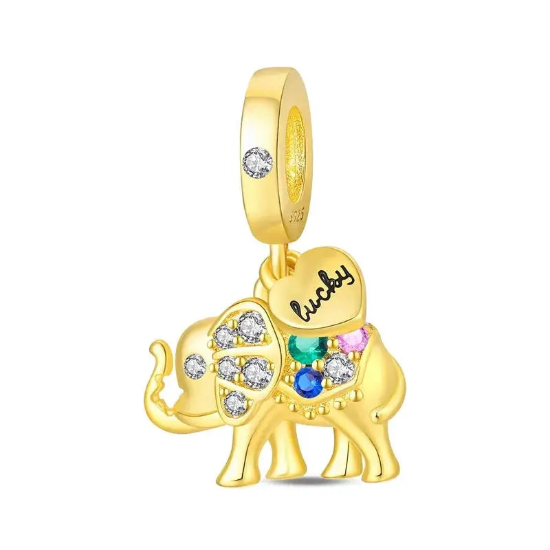925 Sterling Silver Gold DIY Charms Beads Inlaid Zirconium Sun Leopard Pendants Fit Bracelet For DIY Jewelry Making
