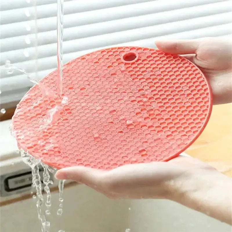 Multifunctional Silicone Tableware Mat Round Anti Slip Heat Resistant Coffee Cup Coaster And Pot Holder For Kitchen