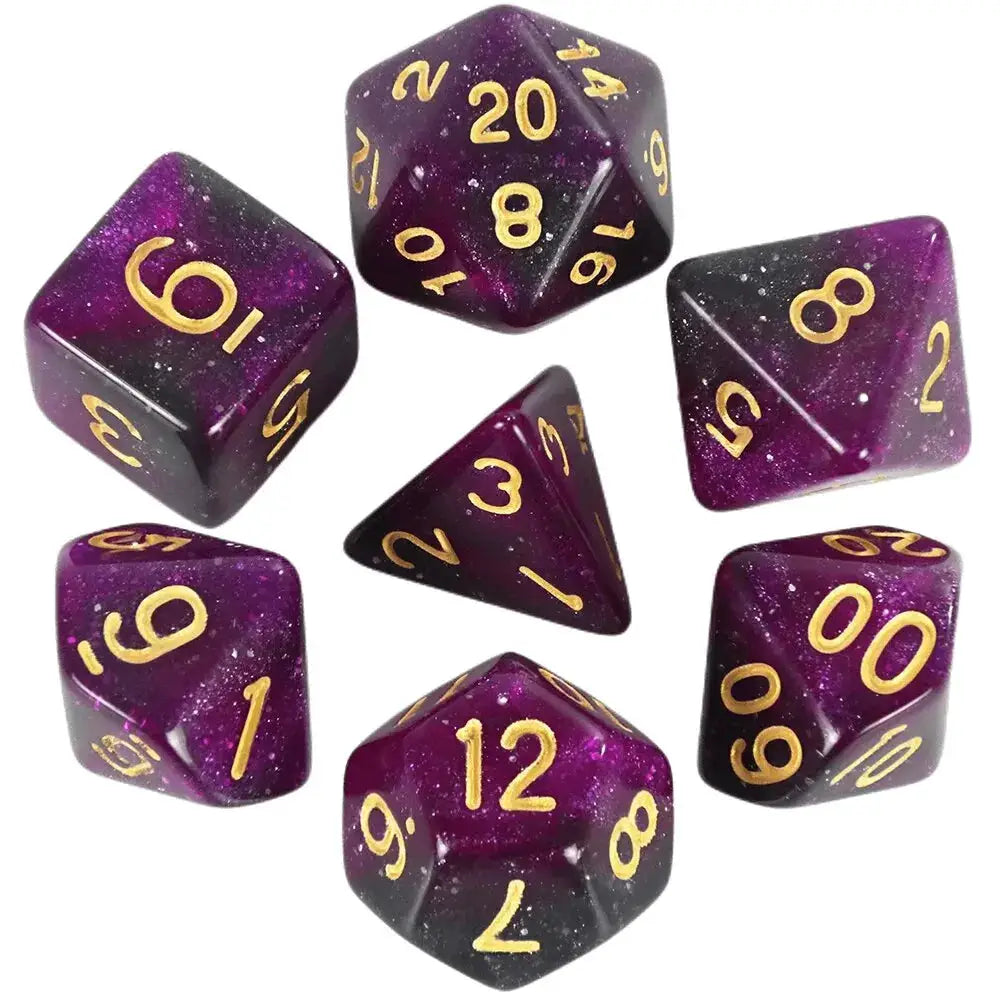Galaxy Theme Polyhedral Dice Set For DnD With Cosmic Colorful Universe Effect Ideal For Adventurers