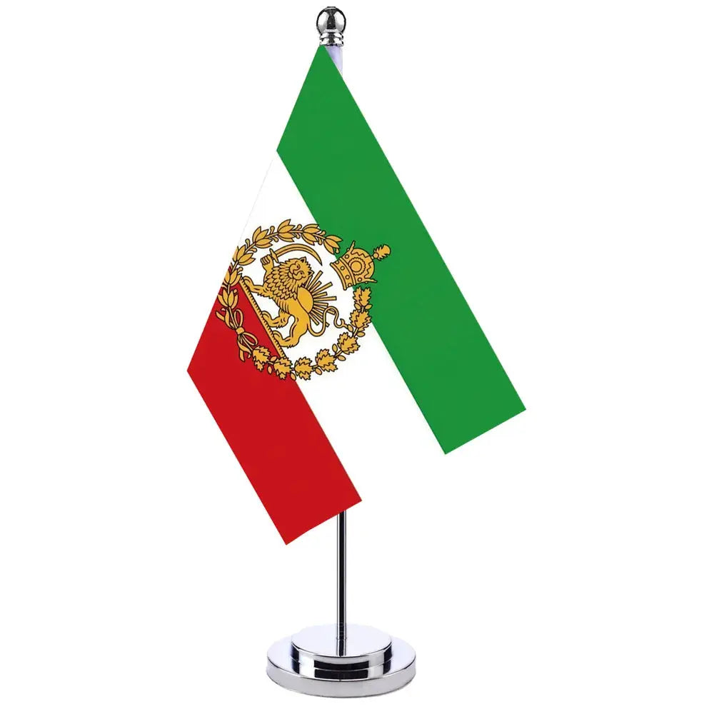 Iran Desk Flag 14x21cm Lion And Sun Emblem Constitutional Revolution