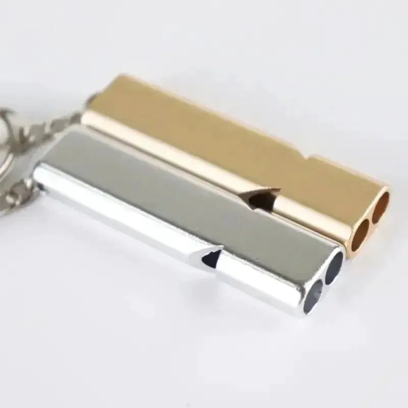 Flat Aluminum Alloy Dual Frequency Survival Whistle Compact EDC Emergency Tool For Outdoor Adventures And Hiking