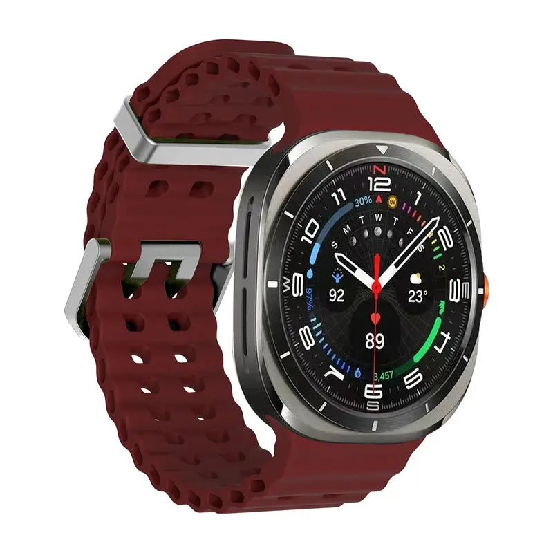 Marine Band silicone strap for Samsung Galaxy Watch Ultra 2 47mm in burgundy