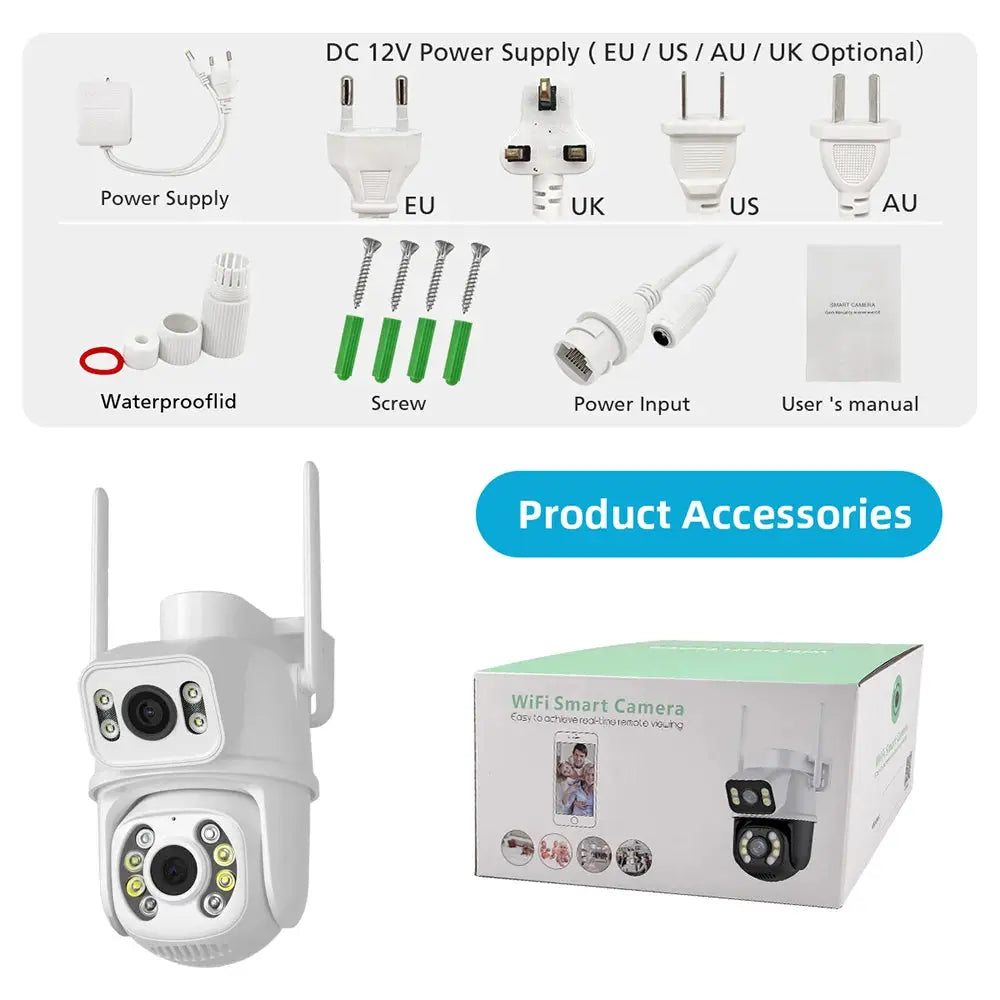 4K 8MP dual-lens outdoor wireless security IP camera by Simples Market with PTZ auto-tracking