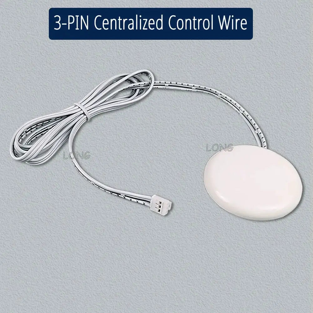 White round touch-dimming switch with 3-pin control cable for cabinet LED lighting