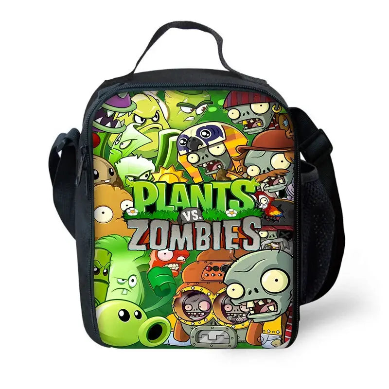 Plants vs Zombies themed school backpack by Simples Market with lunch bag and pencil bag