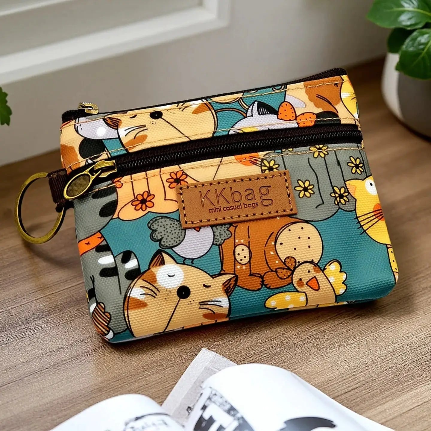 Cute Animals Wallet Zipper Purse Cartoon Patchwork Compact Lightweight Waterproof Wear Resistant Durable
