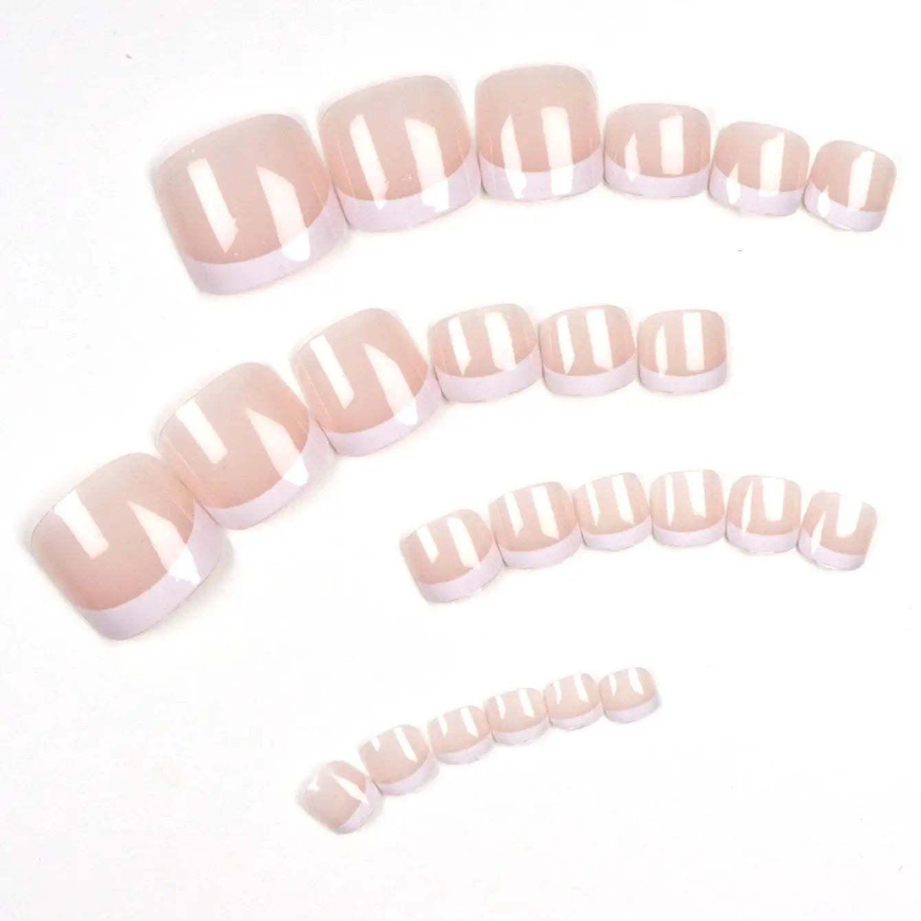 GlamNails 120Pcs Short Square Toenail Tips Pink French White Edge Gel Press On Toenails Salon Quality At Home