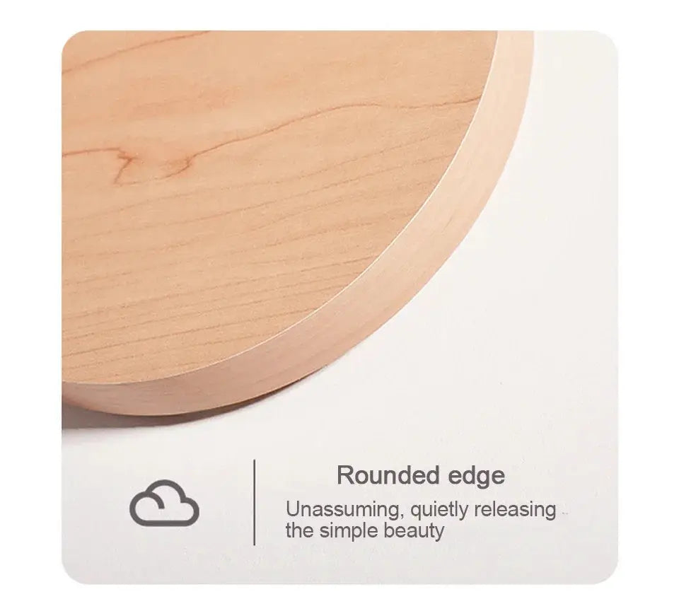 LED digital wall clock with natural wood round-edge frame