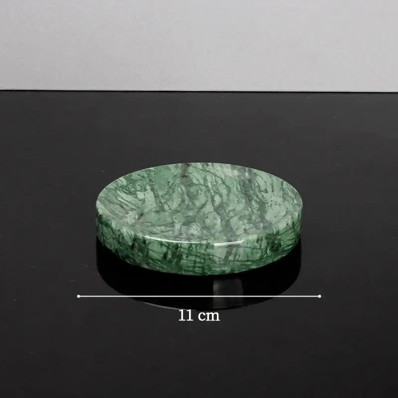 Soap dish in Indian green natural marble, 11 cm diameter, Simples Market bathroom accessory