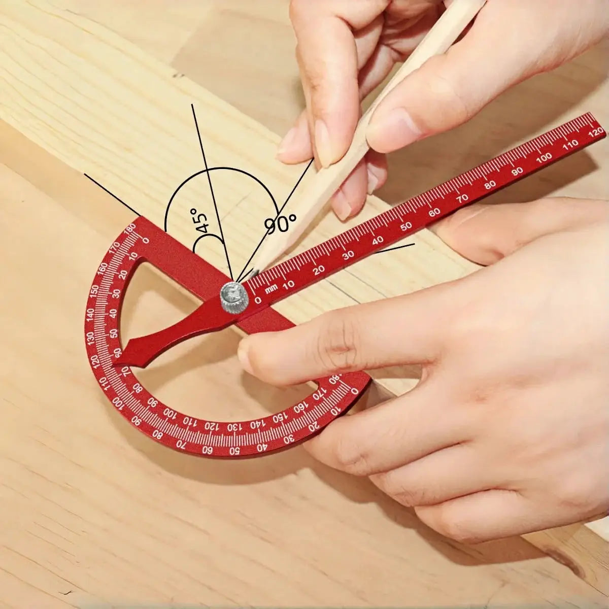 ProEdge Aluminum Alloy Protractor Ruler High Precision Angle Measurement For Woodworking And DIY Projects