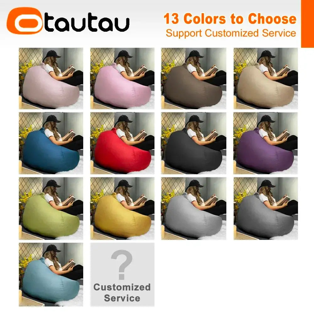 OTAUTAU Filled 70cm Bean Bag Sofa with Filler in cotton-linen, 13 color options, Simples Market lounge chair