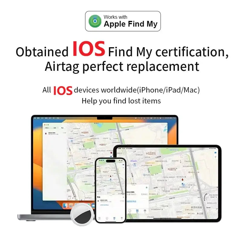 JSPTEC Airtag Bluetooth GPS Tracker by Simples Market; IPX5 waterproof, Apple Find My compatible