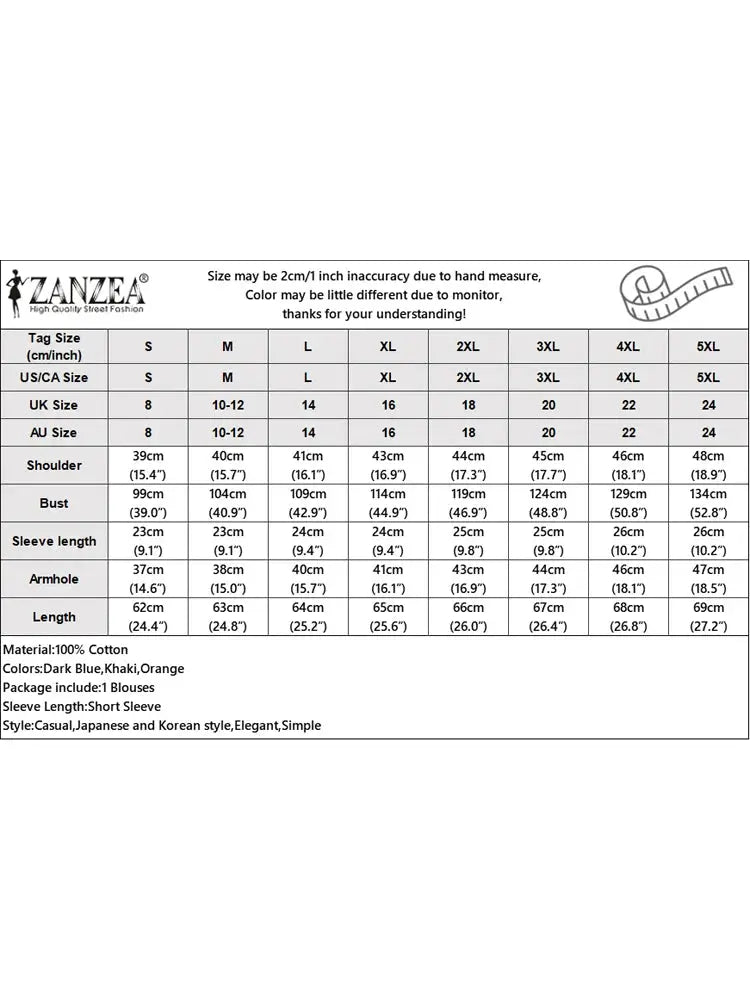 ZANZEA Women Patchwork Blouse Cotton Linen Short Sleeve Round Neck Top