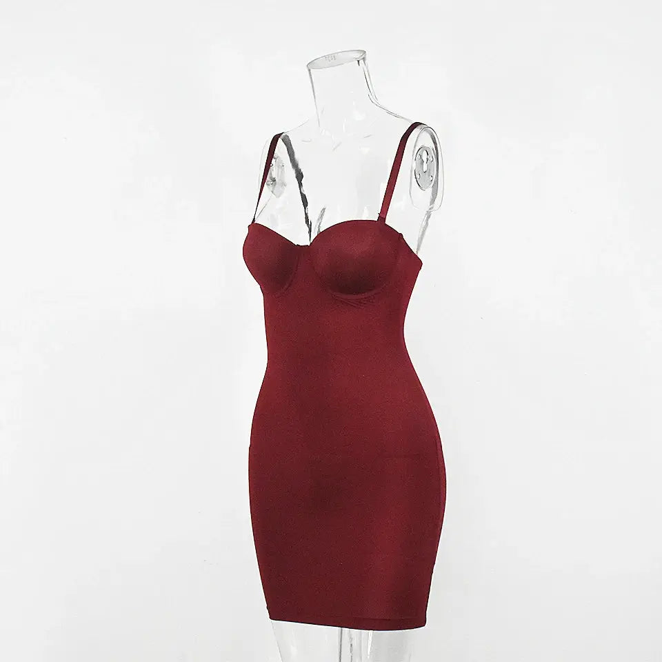 Backless Short Bodycon Dress With Skinny Straps Solid Color For Summer