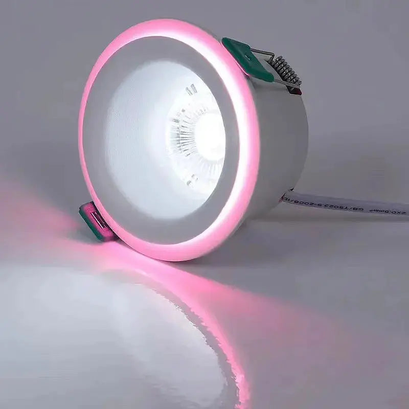 LED downlight with pink halo ring, 9W, 3-color adjustable, Simples Market recessed ceiling spotlight