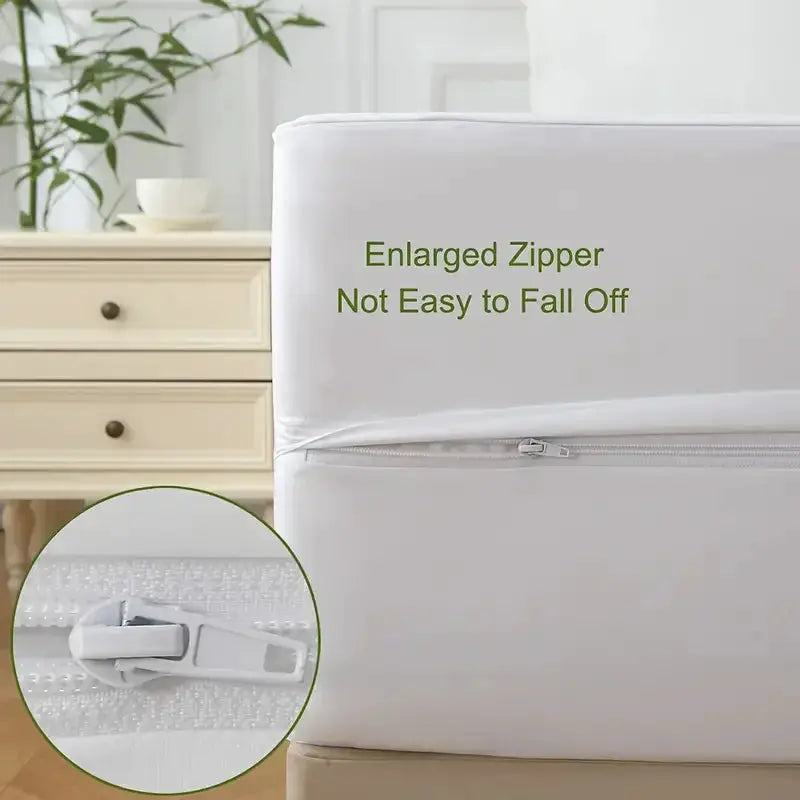 Simples Market 1pc six-sided waterproof mattress protector with zipper, white, soft cover