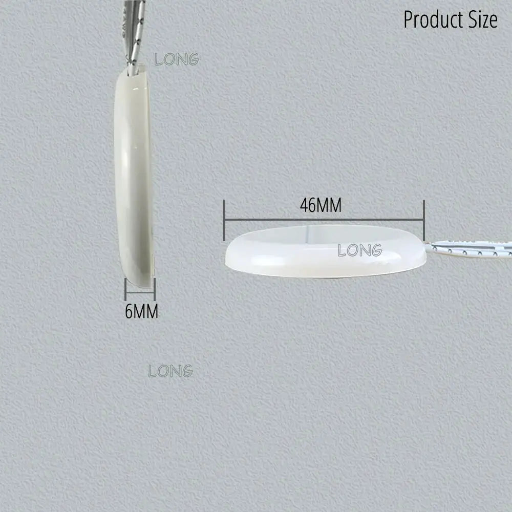 Touch dimming switch for cabinets, white oval panel with hidden sensor, 46mm long, 6mm thick, 5-24V DC LED lighting