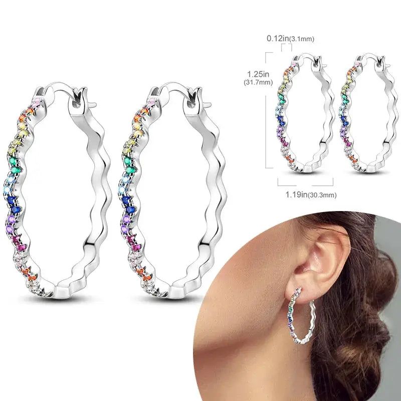 925 Sterling Silver Hoop Earrings Hypoallergenic Zirconia Hoops For Women Girls High Quality Fashion Jewelry